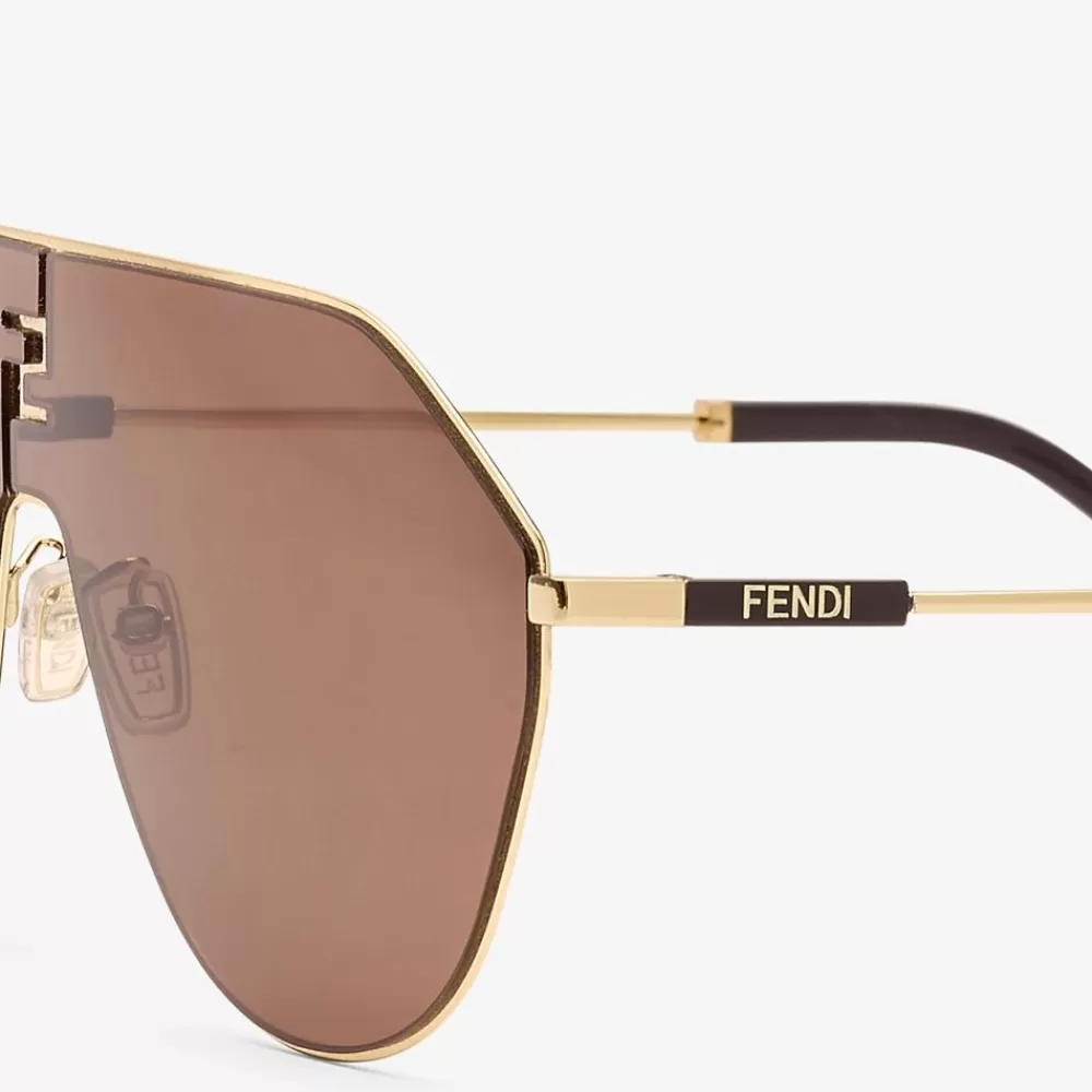 Fendi Sonnenbrillen<Sonnenbrille Aus Metall In Der Farbe Gold Mit Glasern In Braun