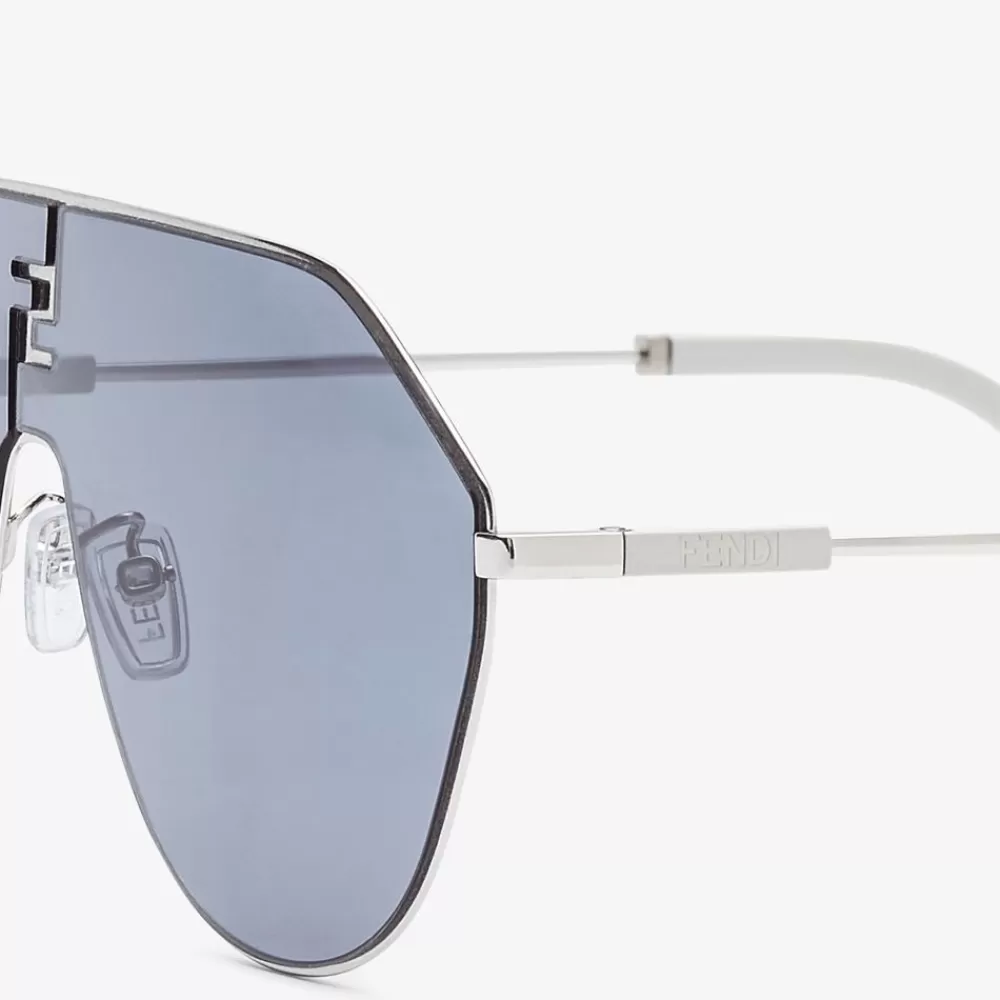 Fendi Sonnenbrillen<Sonnenbrille Aus Metall In Der Farbe Palladium Mit Glasern In Blau
