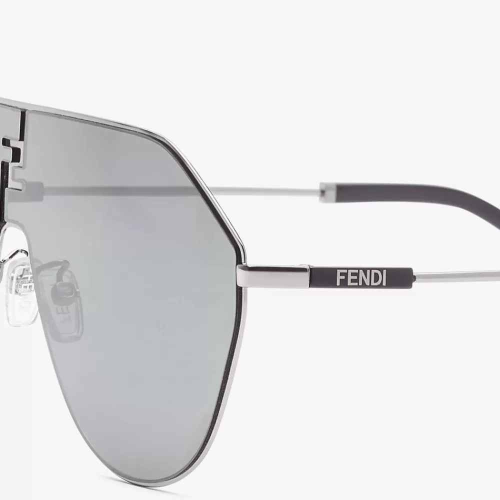 Fendi Sonnenbrillen<Sonnenbrille Aus Metall In Der Farbe Ruthenium Mit Verspiegelten Glasern In Grau