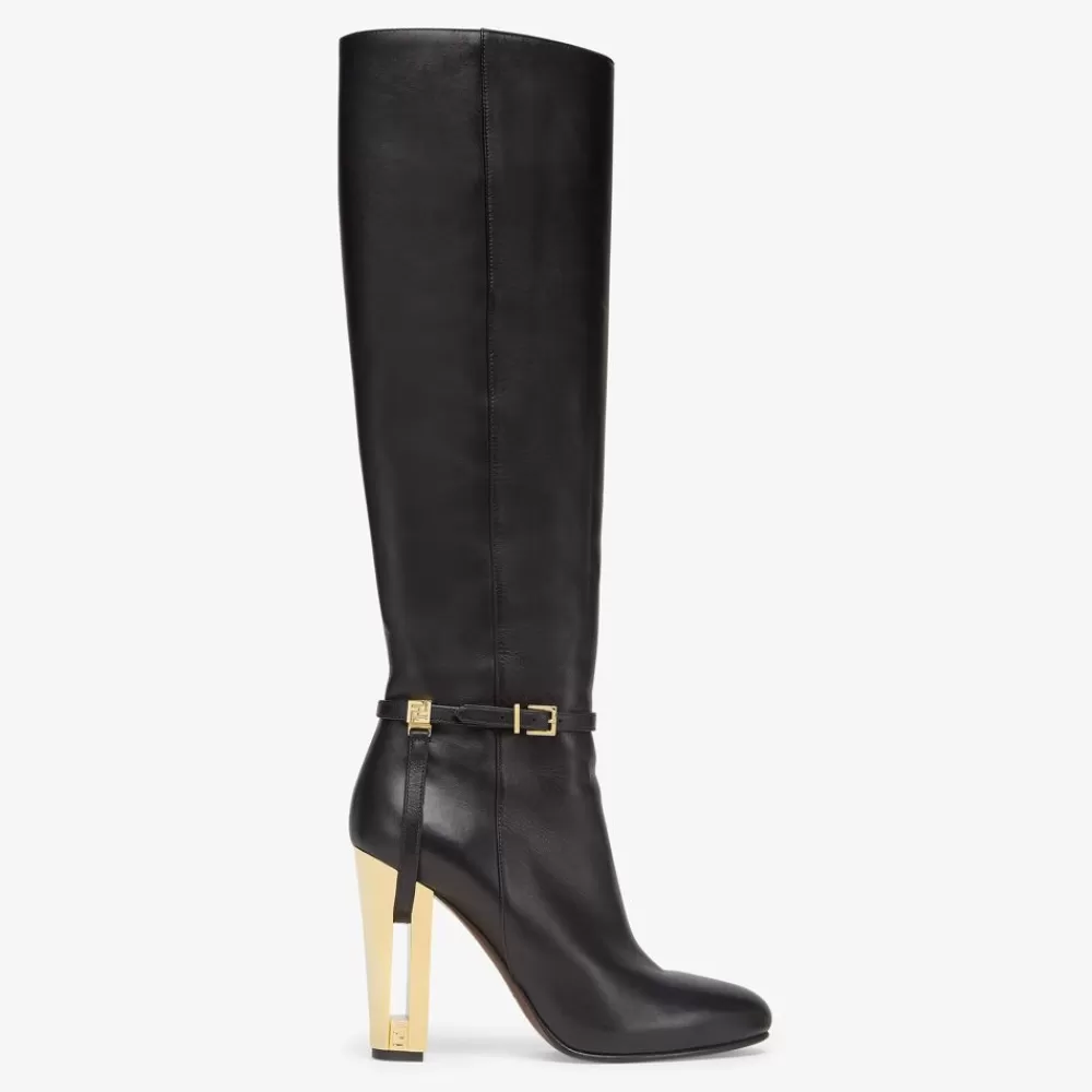 Fendi Stiefel Und Stiefeletten<Stiefel Mit Hohem Absatz Aus Leder In Schwarz