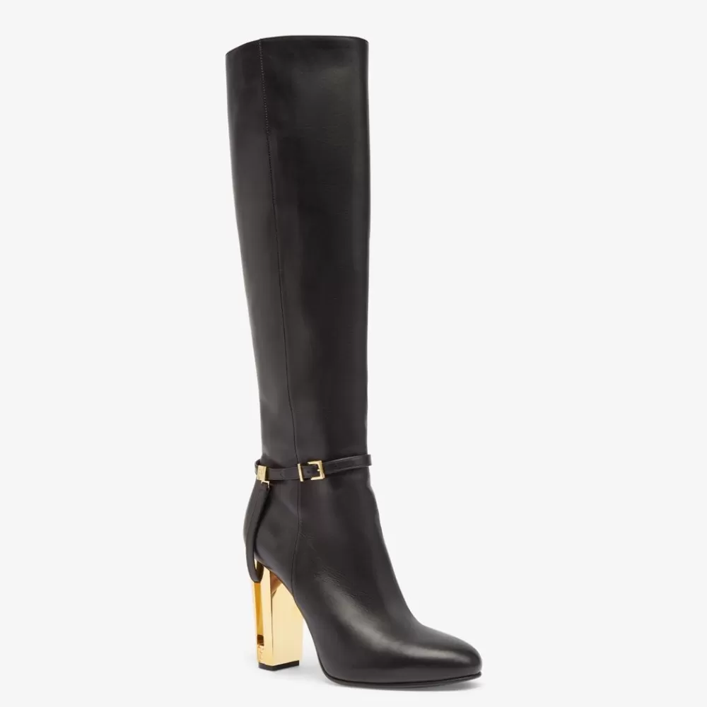 Fendi Stiefel Und Stiefeletten<Stiefel Mit Hohem Absatz Aus Leder In Schwarz