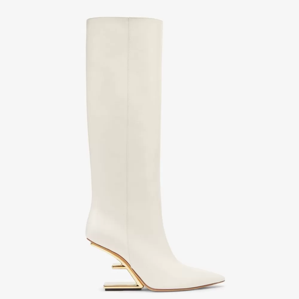 Fendi Stiefel Und Stiefeletten<Stiefel Mit Hohem Absatz Aus Leder In Weis