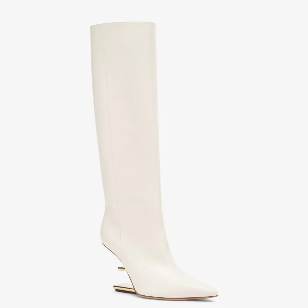 Fendi Stiefel Und Stiefeletten<Stiefel Mit Hohem Absatz Aus Leder In Weis
