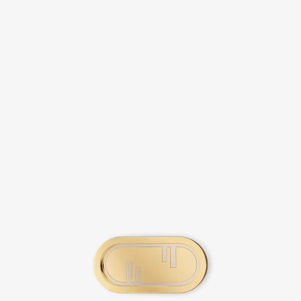 Fendi Home Accessories<Tablett Aus Holz Mit Pequinstreifen Und Goldfarbenem Metall