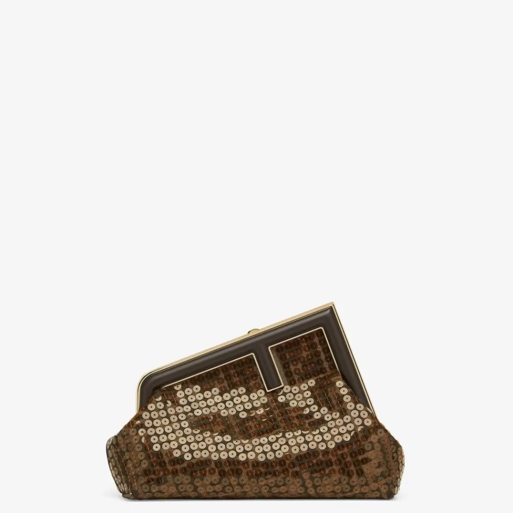 Fendi Clutches & Pochetten<Tasche Aus Ff-Jacquardgewebe In Braun Mit Pailletten