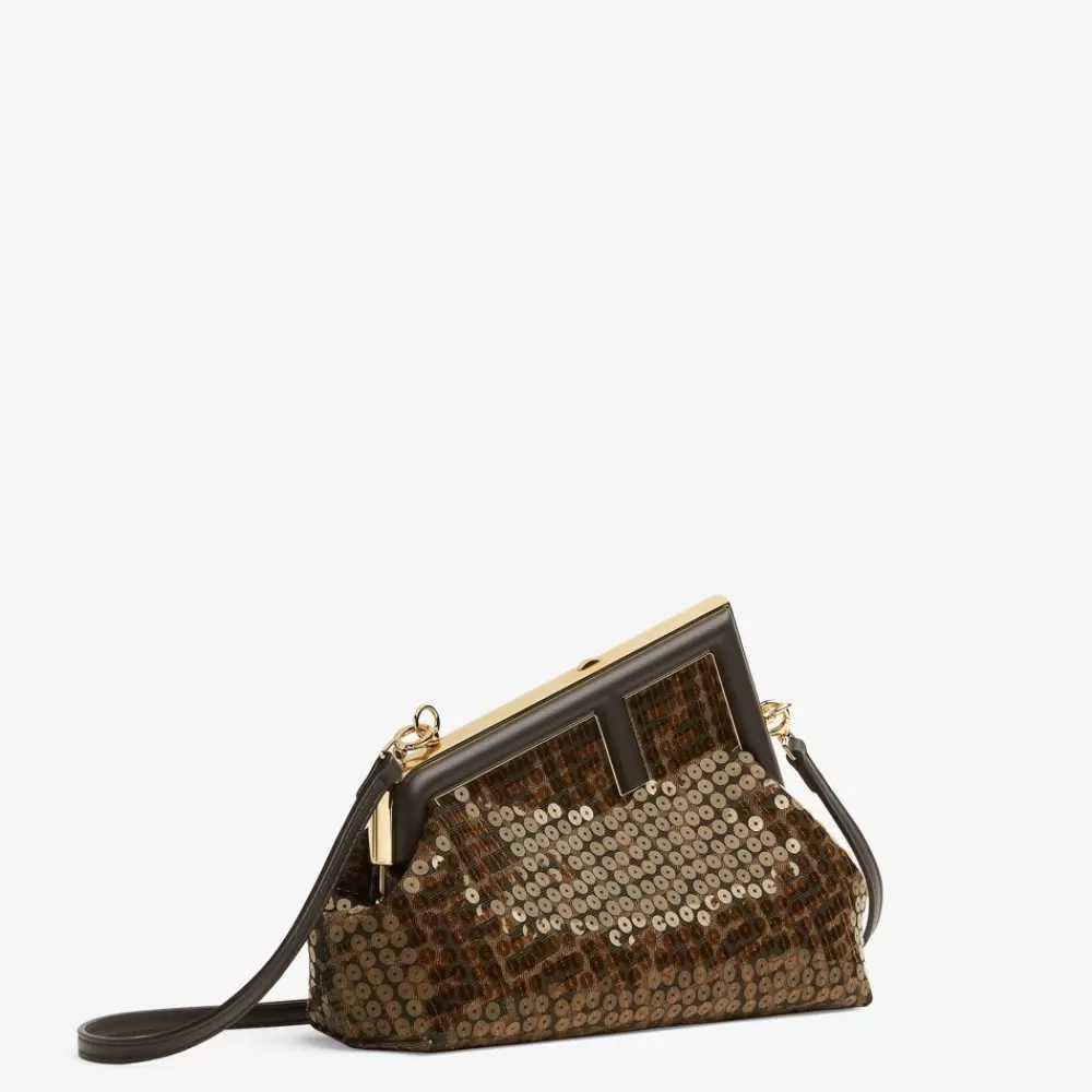 Fendi Clutches & Pochetten<Tasche Aus Ff-Jacquardgewebe In Braun Mit Pailletten