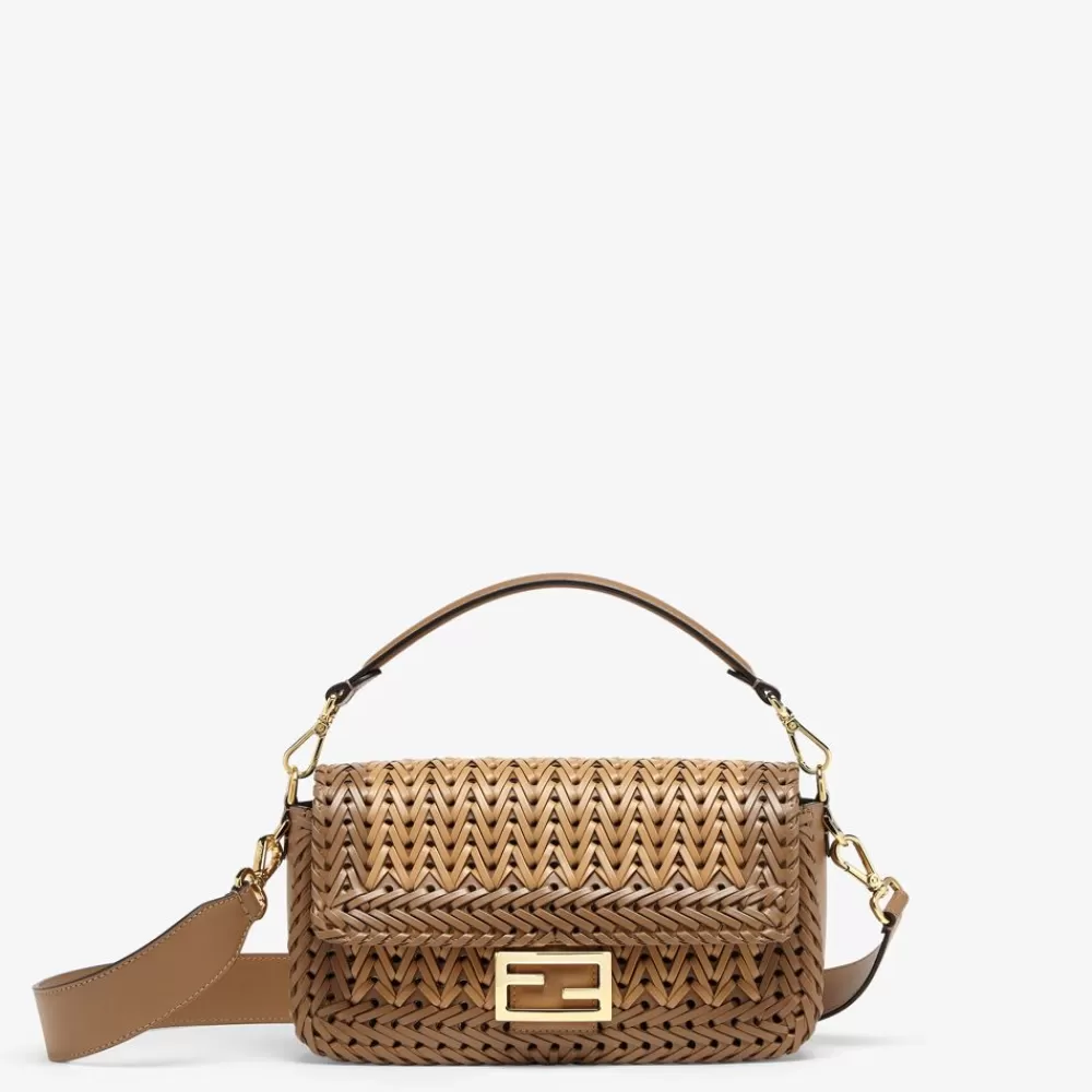 Fendi Schulter- Und Crossbody-Taschen<Tasche Aus Geflochtenem Leder In Sandfarbe Und Braun