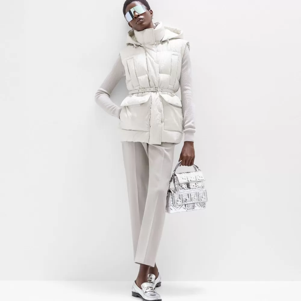 Fendi Schulter- Und Crossbody-Taschen<Tasche Aus Leder In Silberfarben Mit Craquele-Optik Und Ff-Muster