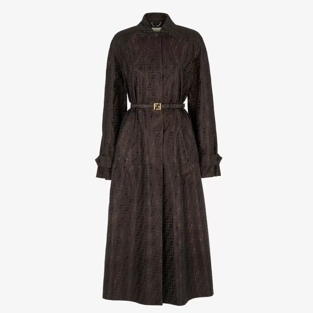 Fendi Mantel Und Oberbekleidung<Trenchcoat Aus Jacquardgewebe Mit Ff-Muster In Braun