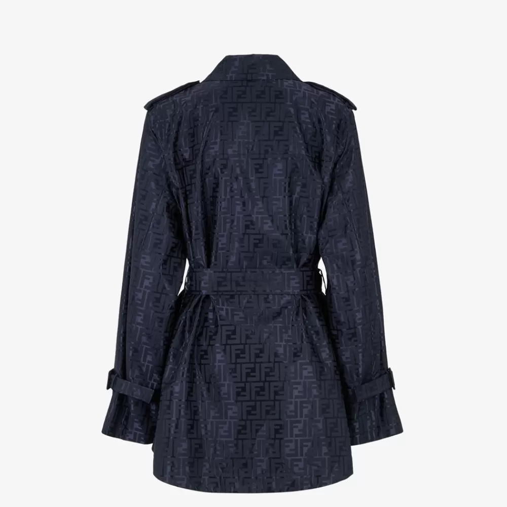Fendi Mantel Und Oberbekleidung<Trenchcoat Aus Stoff Mit Ff-Jacquard In Blau
