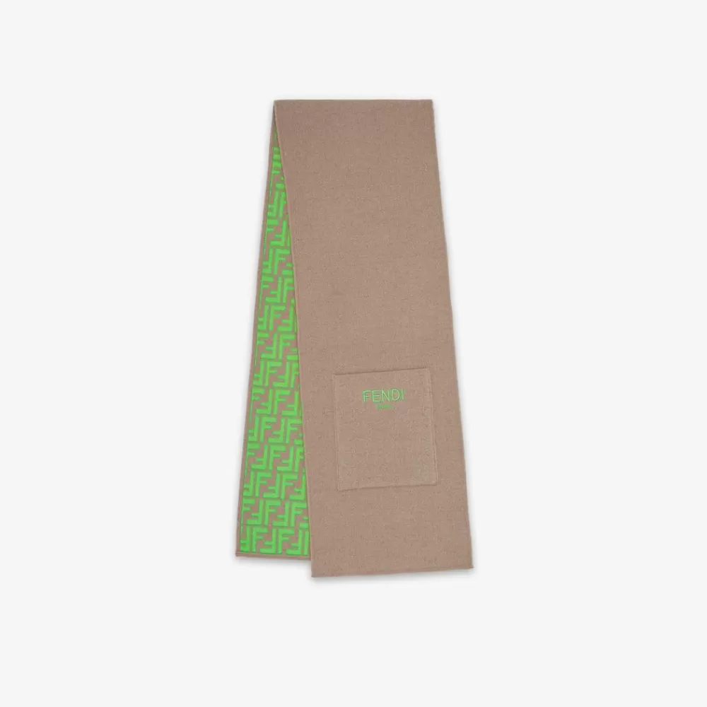Fendi Accessoires<Wendbarer Junior-Schal Aus Strick In Beige Und Grun
