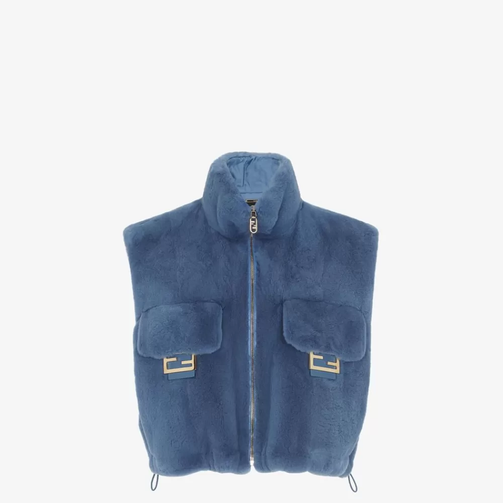 Fendi Mantel Und Oberbekleidung<Weste Aus Nerz In Blau
