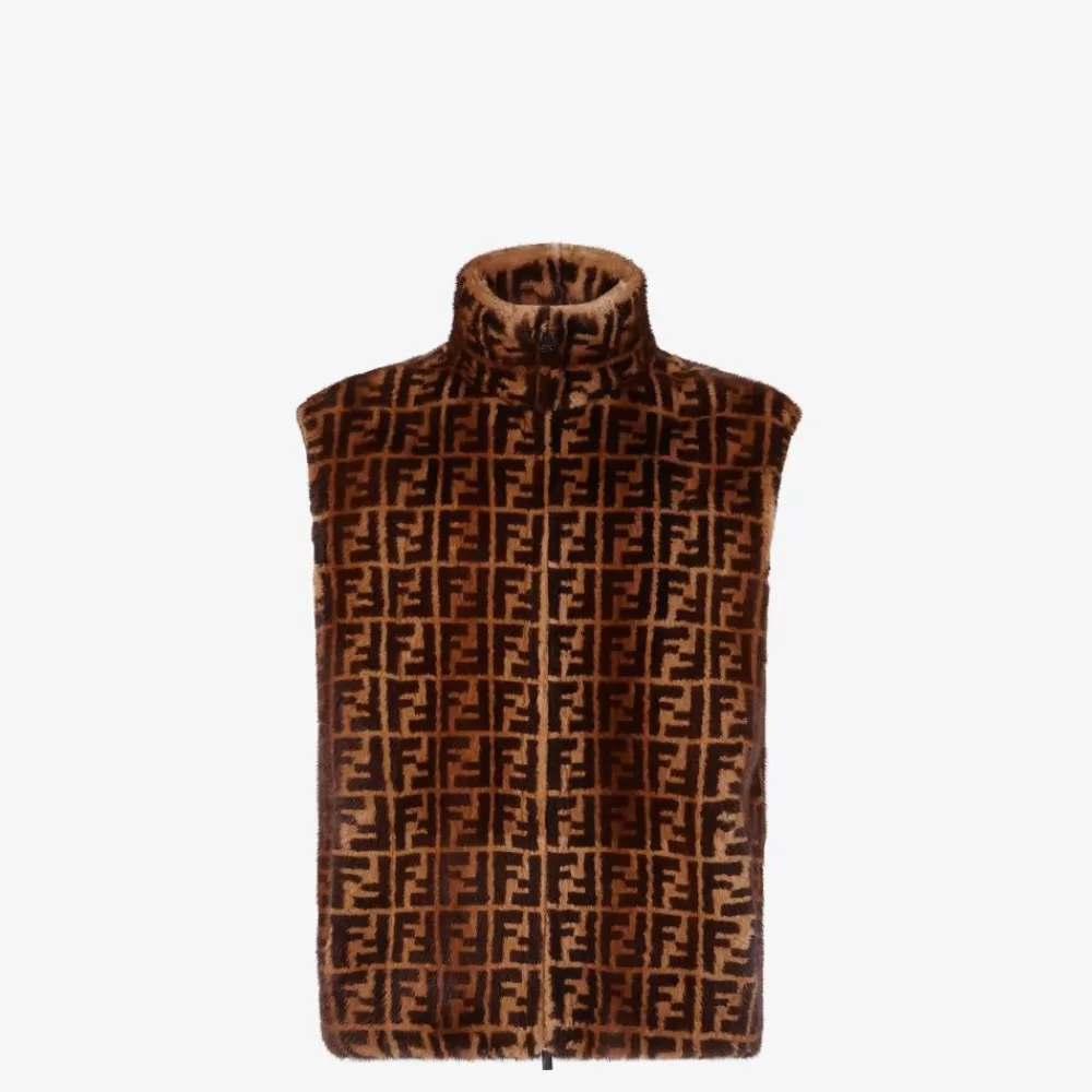Fendi Mantel Und Oberbekleidung<Weste Aus Nerzpelz In Braun