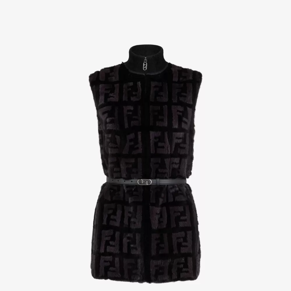 Fendi Mantel Und Oberbekleidung<Weste Aus Nerzpelz In Schwarz