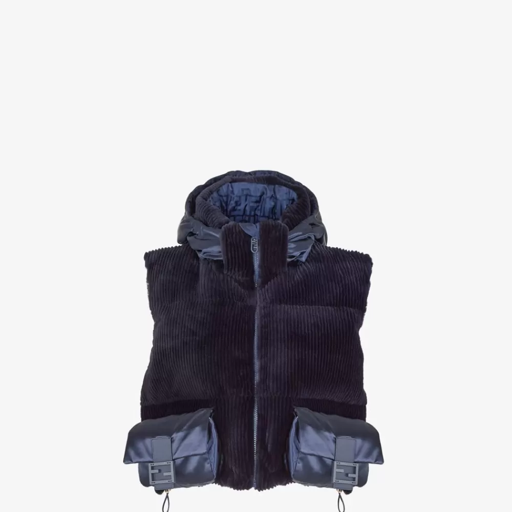 Fendi Mantel Und Oberbekleidung<Weste Aus Nerzpelz Und Nylon In Blau
