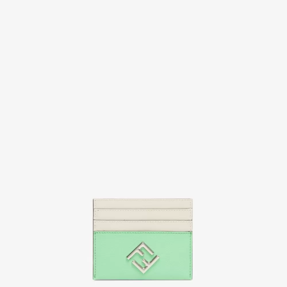 Fendi Kartenetuis Und Kleine Accessoires<Zweifarbiges Flaches Kartenetui Aus Weisem Und Orangefarbenem Leder