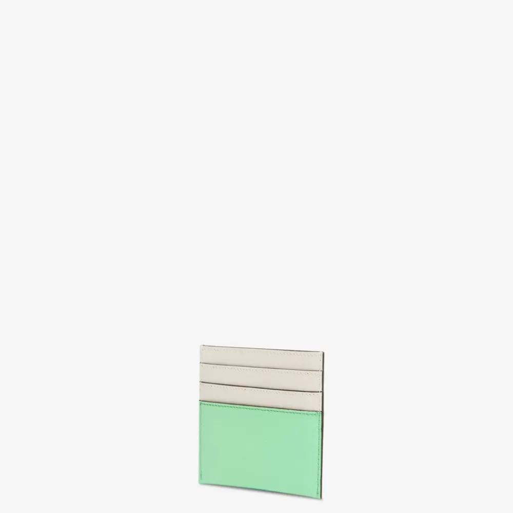Fendi Kartenetuis Und Kleine Accessoires<Zweifarbiges Flaches Kartenetui Aus Weisem Und Orangefarbenem Leder